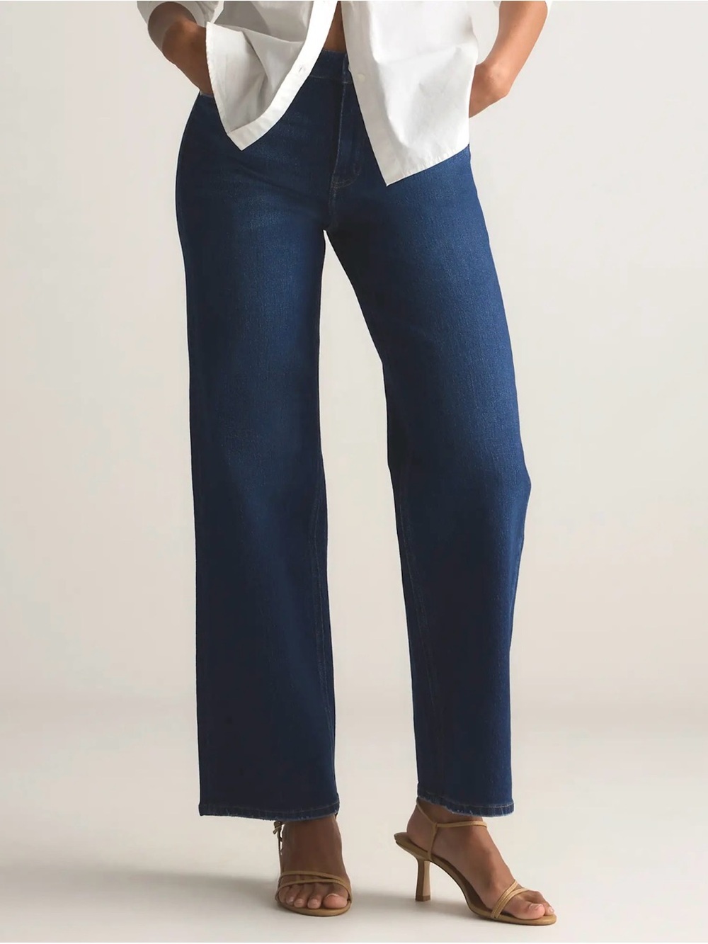 Quince Women's Bella Stretch Relaxed Straight Leg Jeans in Stormy Blue